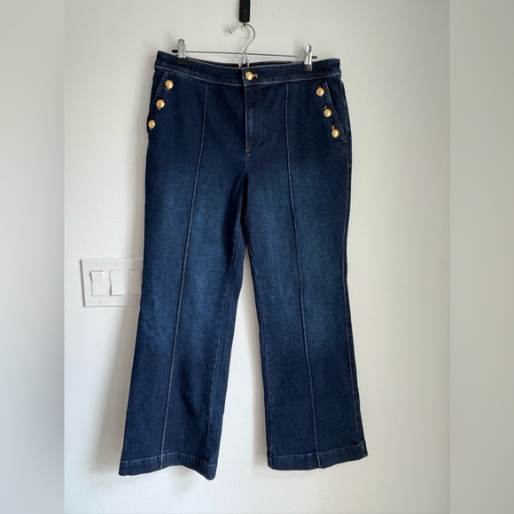 New Talbots High Waist Sailor Flare Leg Jeans Women’s 14P - Picture 2 of 12